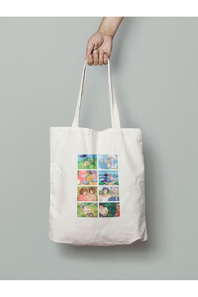 Akumastik Ghibli - Movie Scenes - Anime Cloth Bag 35X40 cm - Tote Bag - Anime Printed Bag