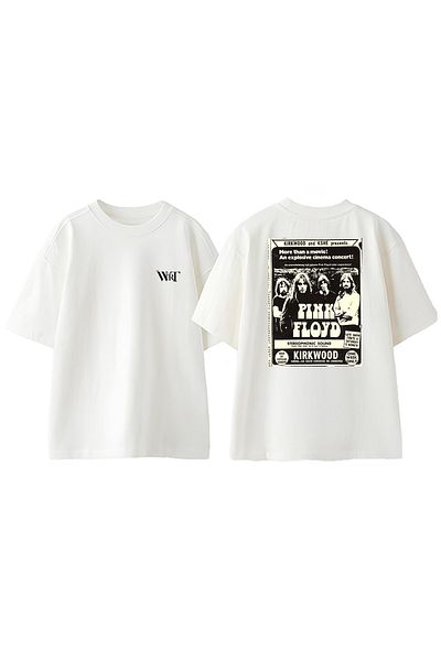 THEWERT Μπλουζάκι Pink Floyd Kirkwood Design Back Printed Βαμβακερό λευκό oversize μπλουζάκι