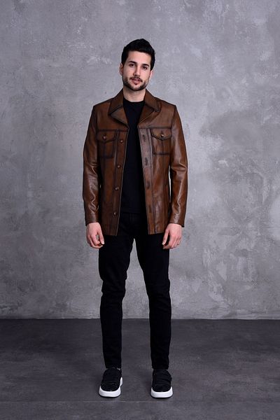 NYC GİYİM TEKSTİL Long Italian Yak Slim Fit Genuine Leather Jacket