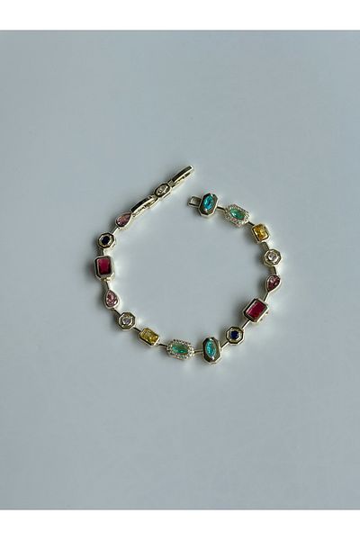 Store Multicolor Asymmetrical Stone Detailed Bracelet