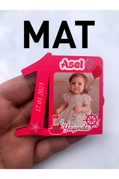 imzatasarım Kişiye Özel Kız 1 Yaş Magneti Mat veya Parlak İsim Ve Resim Baskı...