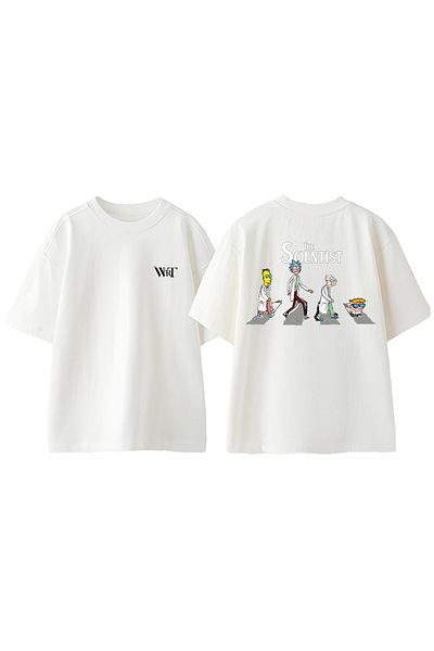THEWERT The Scientist Design Back Printed Βαμβακερό λευκό μπλουζάκι Oversize