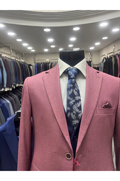 MASSARO Combined Slimfit Vest Suit (Jacket Plain or Checked. Pant Vest Straight)