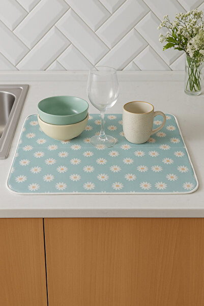 SWITA Bulaşık Kurutma Matı Tezgah Üstü Bulaşıklık Desenli Emici Bulaşık Matı ...