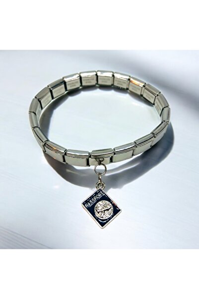 MeSin Store Steel Italian Bracelet with Passport Charm Attachment
