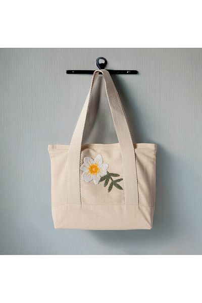 SWITA Geantă de umăr din in, cu model brodat, geantă de plajă, geantă de mână 100% bumbac 36x29 cm