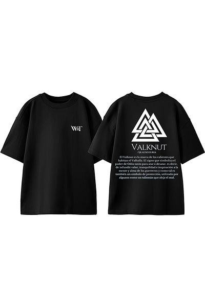 THEWERT Μπλουζάκι Valknut Viking Design Back Printed Βαμβακερό Μαύρο Oversize T-shirt
