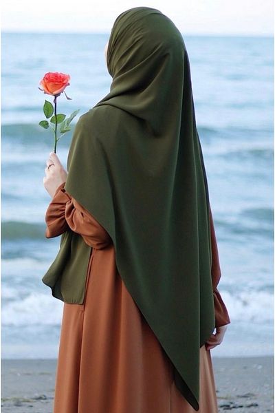 FRESCO SCARFS Hijab Hijab Medina Μεταξωτό Σάλι*χακί