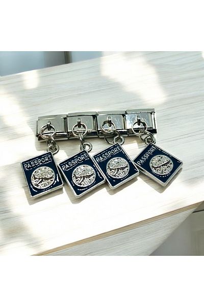 MeSin Store Charm for Passport Charm Steel Italian Bracelet
