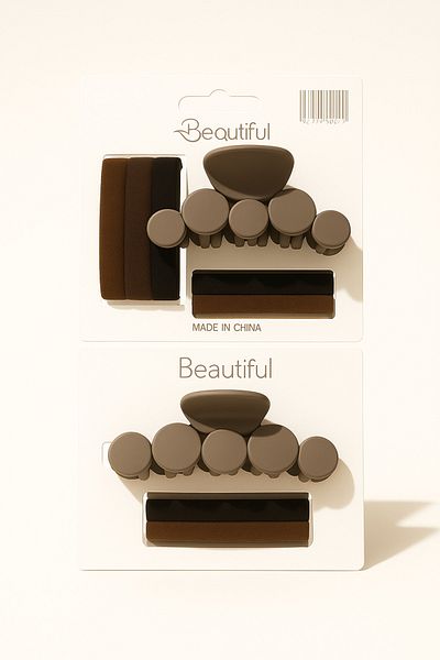 Srctech Set of 2 Dark Color Bubble Latch Buckle and Hair Rubber Barrette