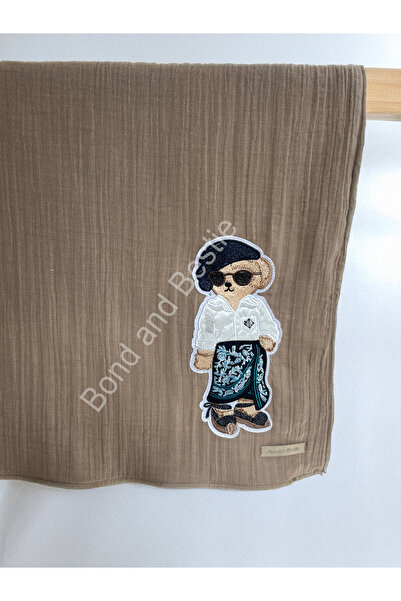 Bond and Bestie بطانية وبطانية أطفال من الموسلين على شكل دب، ملمس طبيعي، 100%...