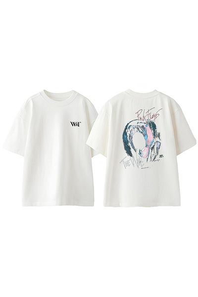 THEWERT Pink Floyd the Wall Design Back Printed Cotton White Oversize T-Shirt