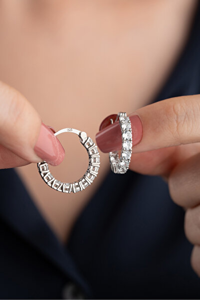 Silvano Jewelry 925 Ayar Gümüş Taşlı Halka Tamtur Küpe