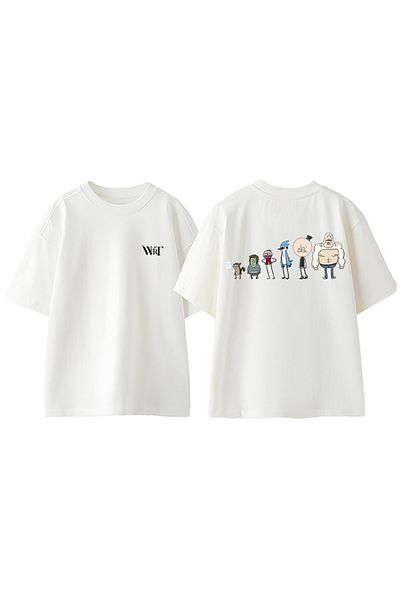 THEWERT Regular Show Cast Design Back Printed Cotton White Oversize T-Shirt