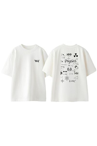 THEWERT Physics Design Back Printed Cotton White Oversize T-Shirt