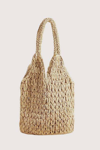 TOM SHOP Κρεμ Χρώμα Γυναικεία Χειροποίητη Χάρτινη Πλεκτή Καθημερινή Τσάντα ώμου-τσάντα με τρύπα | καλοκαίρι