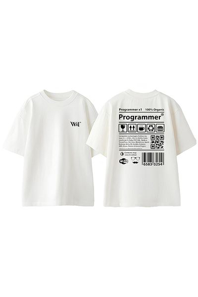 THEWERT Programmer Design Back Printed Cotton White Oversize T-Shirt