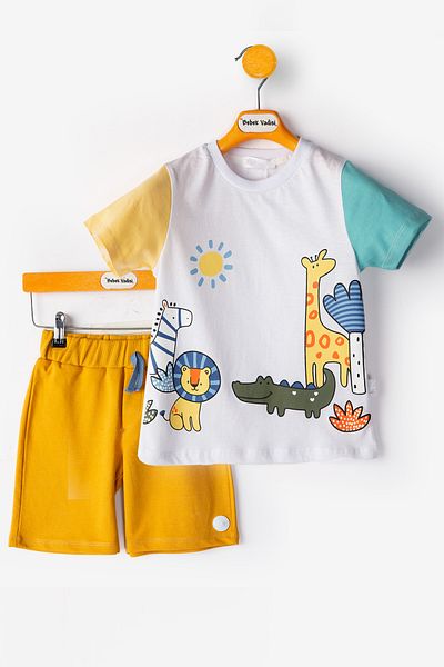 Ofislot Boy's Summer Suit Baby Boy's Double Suit Baby Boy's Shorts Suit Baby Boy's Bottom Suit