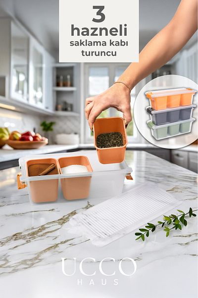 UCCO 3-Chamber Refrigerator Leakproof Freezer Minced Meat Storage Container Organizer Suitable for Microwave and Freezer