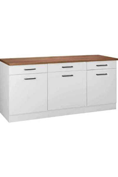 Tdesigno Vals Mutfak 3 Çekmeceli 3 Kapaklı Alt Modül 200 cm - Çok Amaçlı Dolap -Tezgah Dahil
