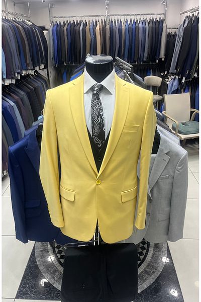 MASSARO Combined Slimfit Vest Suit (Jacket Plain or Checked. Pant Vest Straight)