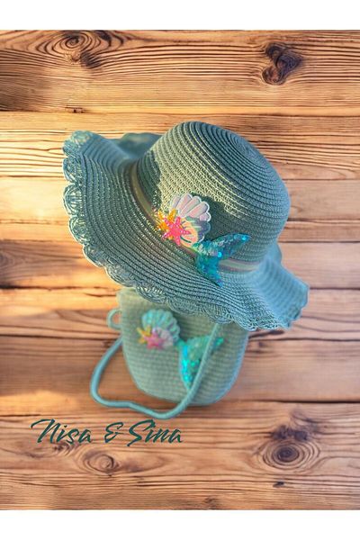 NİSASİNA Mermaid Straw Hat & Bag Set