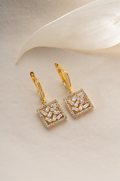 Silvano Jewelry 925 Ayar Gümüş Baget Taşlı Küpe