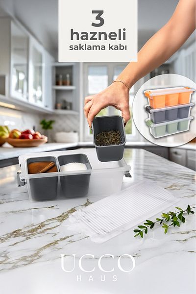 UCCO 3-Chamber Refrigerator Leakproof Freezer Minced Meat Storage Container Organizer Suitable for Microwave and Freezer