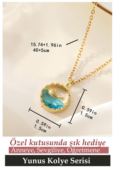 Nehir Trend Ürün Paslanmaz Kararmaz 316L Çelik Yunus Kolye Serisi Altın ve Gümüş