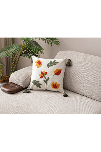 SWITA Comfort Series Punch Embroidered Linen Throw Pillow Cover 43X43 cm