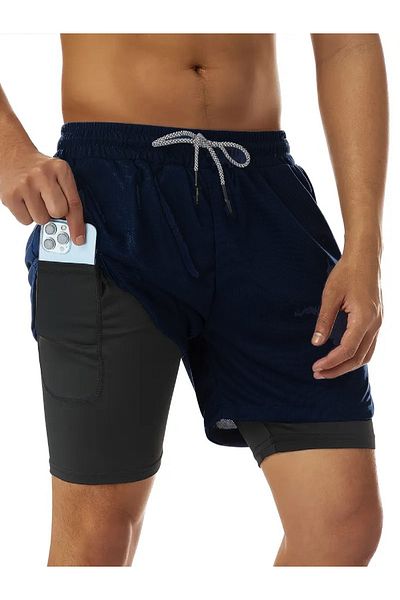 makiteks Αθλητικό σορτς Makiteks με στάμπα, αθλητικό σορτς με μαύρο κολάν με πολλές τσέπες