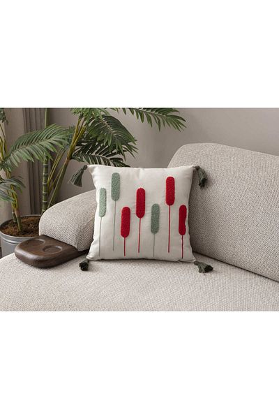 SWITA Comfort Series Punch Embroidered Linen Throw Pillow Cover 43X43 cm