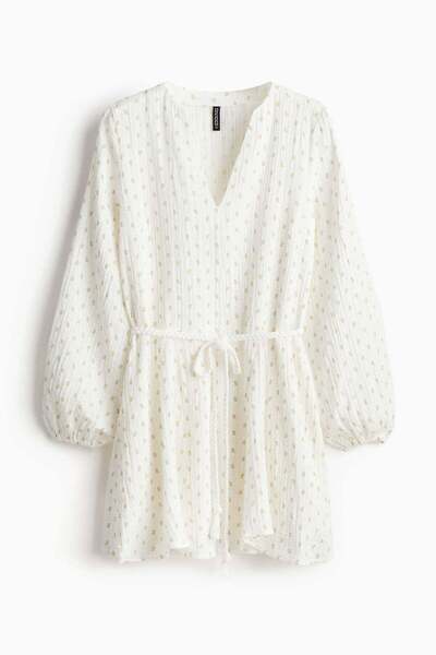 H&M Tie-belt balloon-sleeved dress