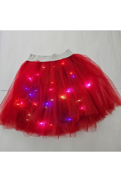 Beryka Red Lined Tutu Skirt with Led Lights - Girls' Skirt, Special for Red Passion