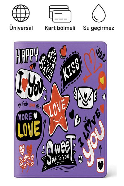 ADACASE Passport Cover Passport Holder Patterned Passport Container Waterproof Love