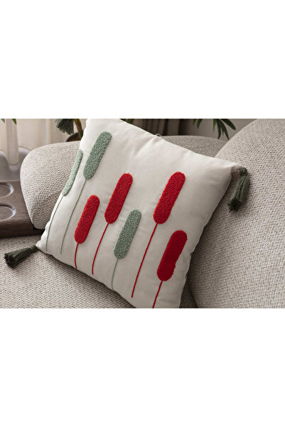 SWITA Comfort Series Punch Embroidered Linen Throw Pillow Cover 43X43 cm