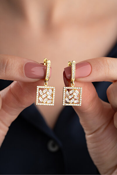 Silvano Jewelry 925 Ayar Gümüş Baget Taşlı Küpe