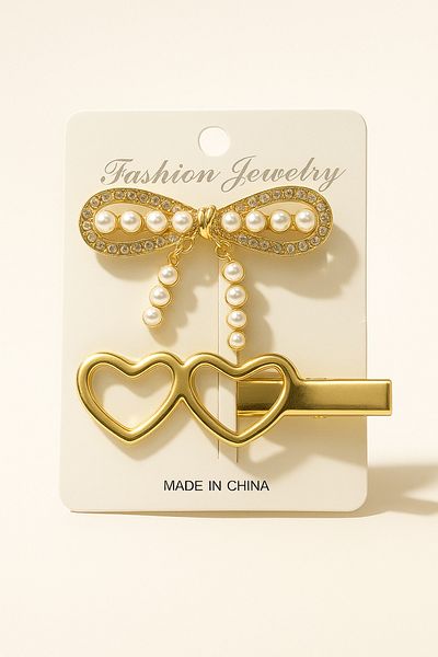 Srctech 2-Piece Gold Color Stone Hair Clip Side Buckle