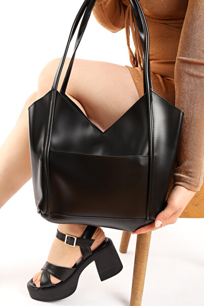 Moda Lime Жіноча велика м'яка шкіряна косметичка з чорною сумкою через плече