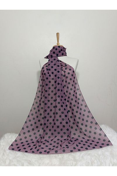 REMOMODA Patterned Chiffon Shawl Polka Dot Model