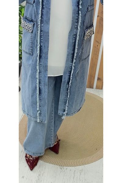 Meryemce Butik ΔΙΠΛΟ ΜΑΚΡΥ ΚΟΡΥΦΑΣΤΙΚΟ ΤΖΙΝ ΣΕΤ