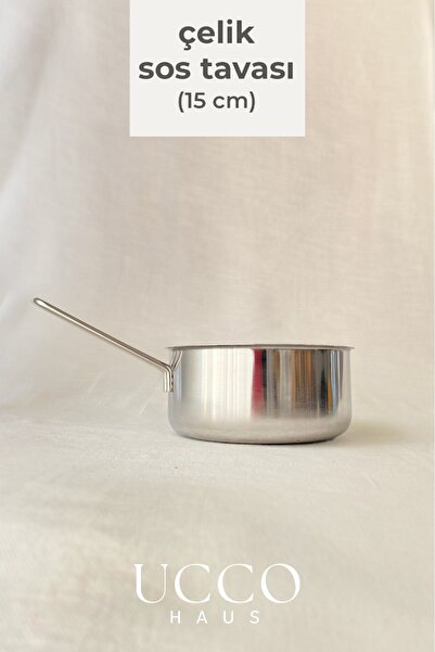 UCCO Paslanmaz Çelik Sosluk Sütlük Kaçerola – 15 cm, 1000 ml, Ekonomik Mutfak Sos Tavası