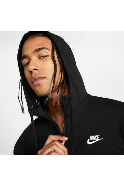 Nike M Nsw Club Hoodie Fz Bb Men's Black Sweatshirt - Bv2645-010