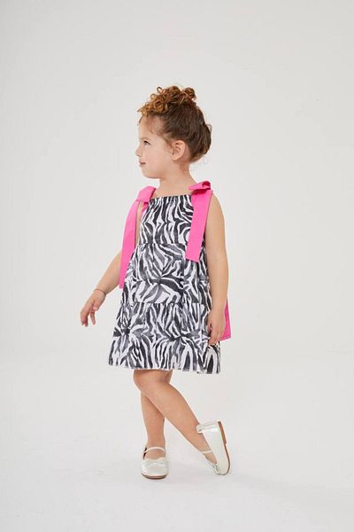 ARBİ kids Girl's Zebra Print Katkat Stylish Festive Suspender Dress