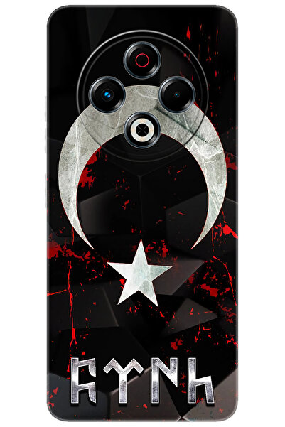 TECNO Spark 30 (KL6) Uyumlu Kılıf Desen Baskılı Silikon Ay Yıldız ve Göktürkç...