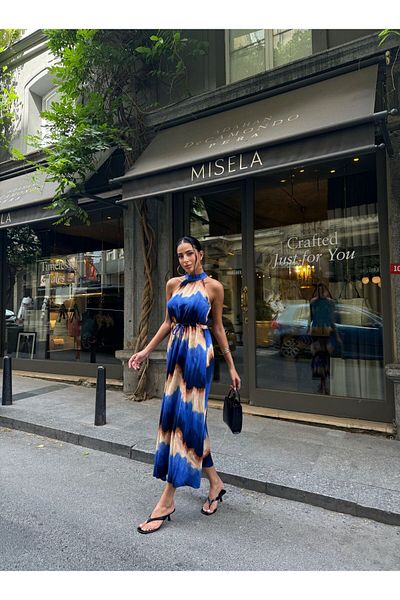 Nisa Luxury Boutique Women's Halter Neck Viscose Dress