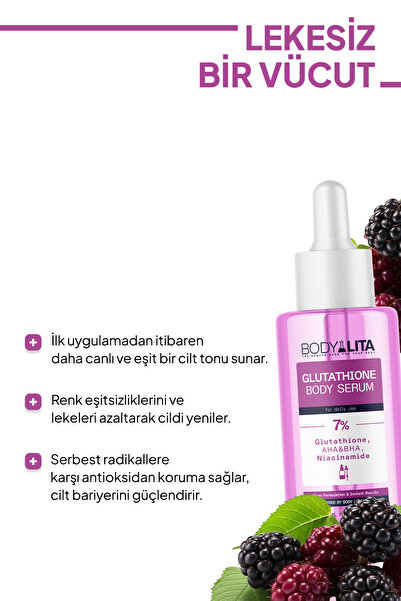 bodylita Glutathione Serum Cilt Tonu Eşitletici Leke Karşıtı %7 Aktif Serum İçerikli Vücut Serumu