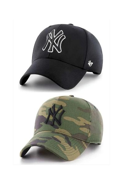 awix Αθλητικό Καπέλο Unisex Σετ 2 Καπέλων NY με ρυθμιζόμενο Velcro στην πλάτη