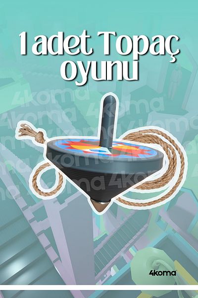 4koma Squid Game Playset Games 4-Piece Playset Spinning Top with Metal Tips/Gonggi/Ddakji/Stone Toss