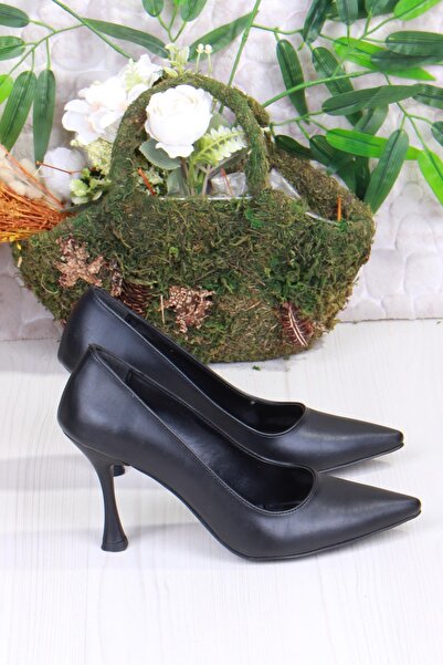 fort 16307 Düz Sade Cilt Rahat Şık Stiletto Yüksek Topuklu Kadın Ayakkabı